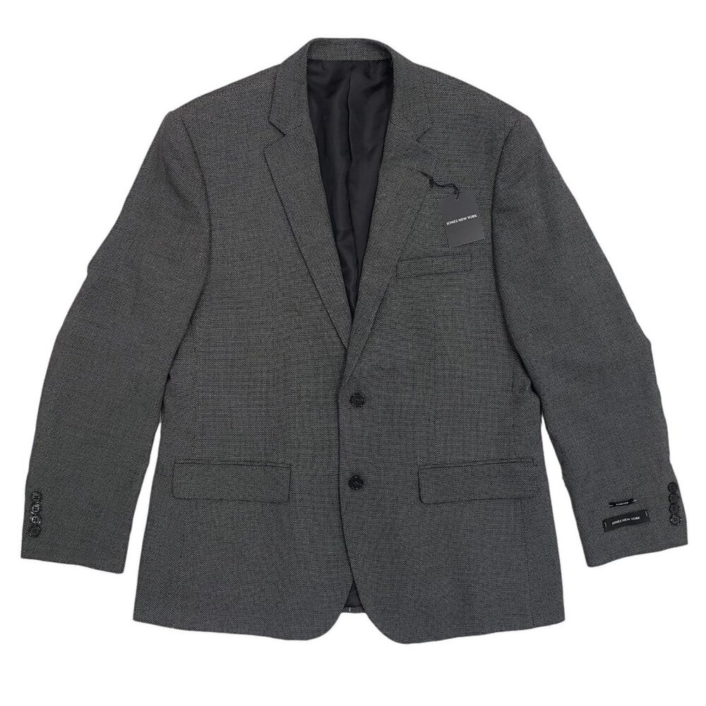 Jones New York Mens Tweed Suit Jacket Blazer Sport Coat Stretch Gray 42R NEW